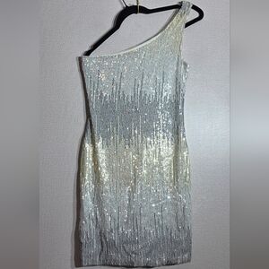 As U Wish Metallic One-Shoulder Dress